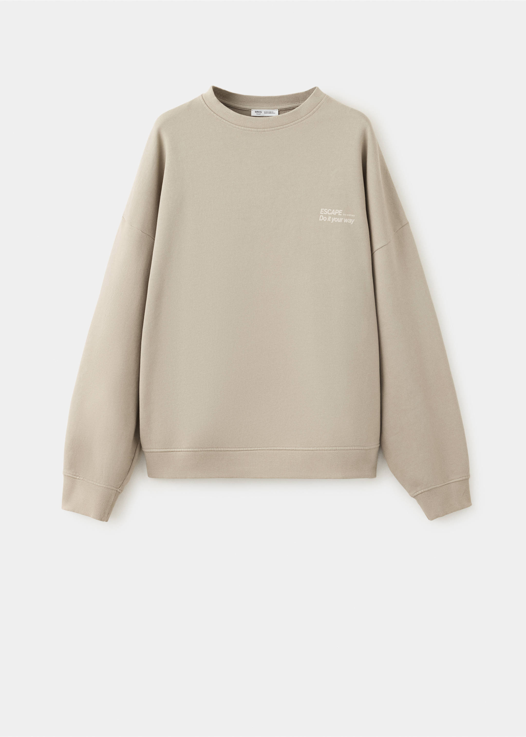 Printed sweatshirt 100% cotton - Article without model, Medium Brown. Ref: 37034793-00.