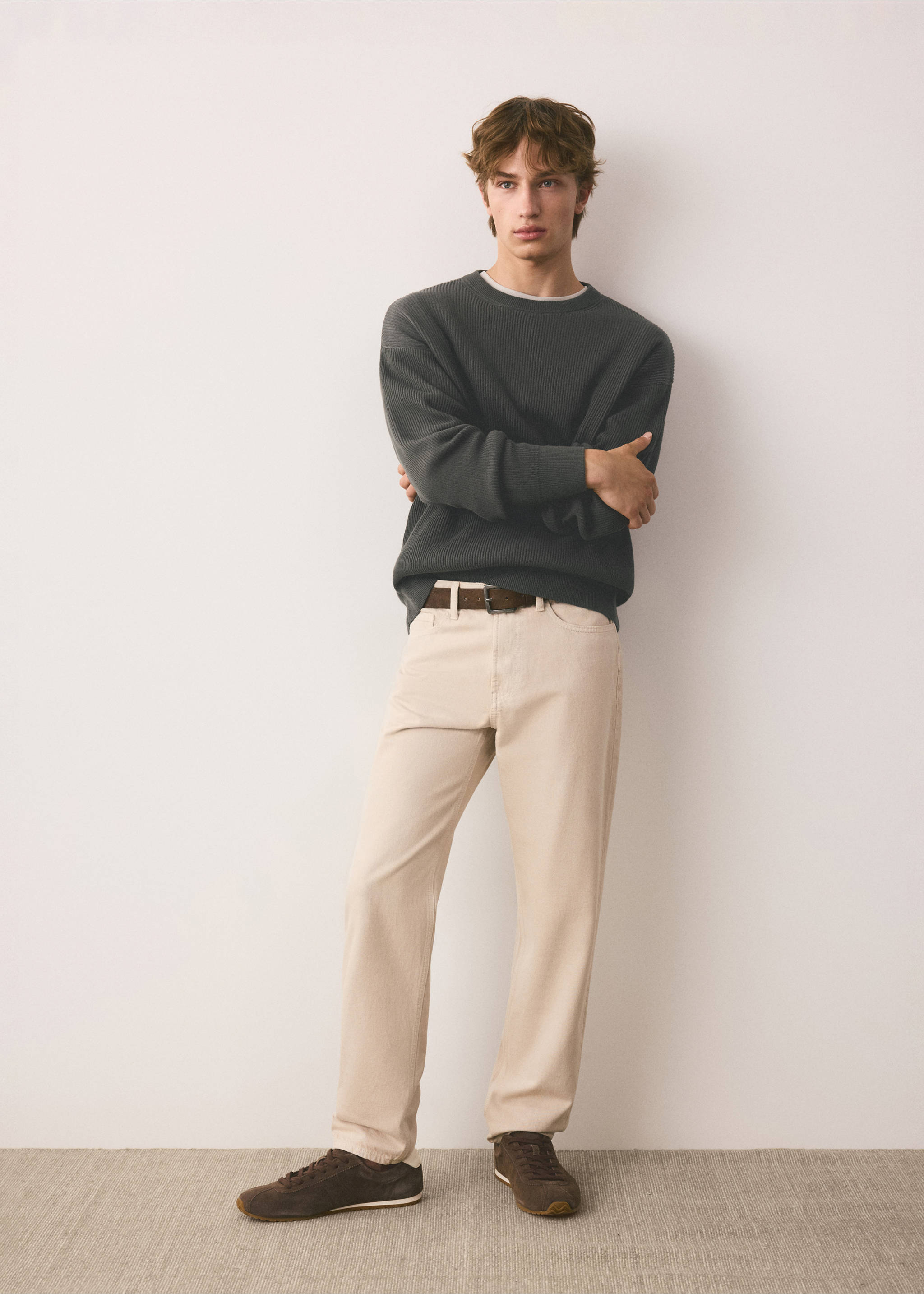 Ribbed cotton knit jersey - General plane, Charcoal. Ref: 37034794-00.