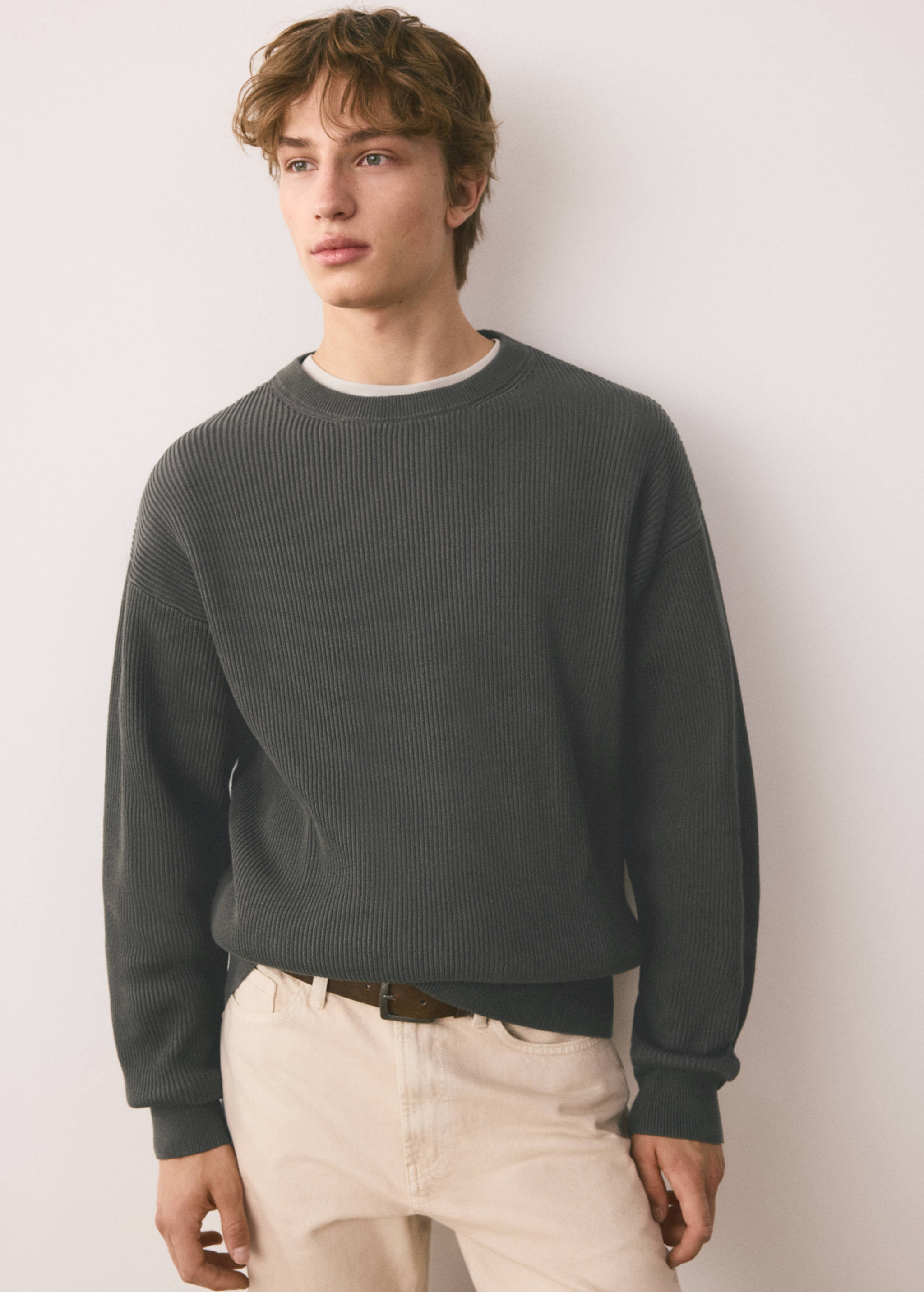 Ribbed cotton knit jersey - Medium plane