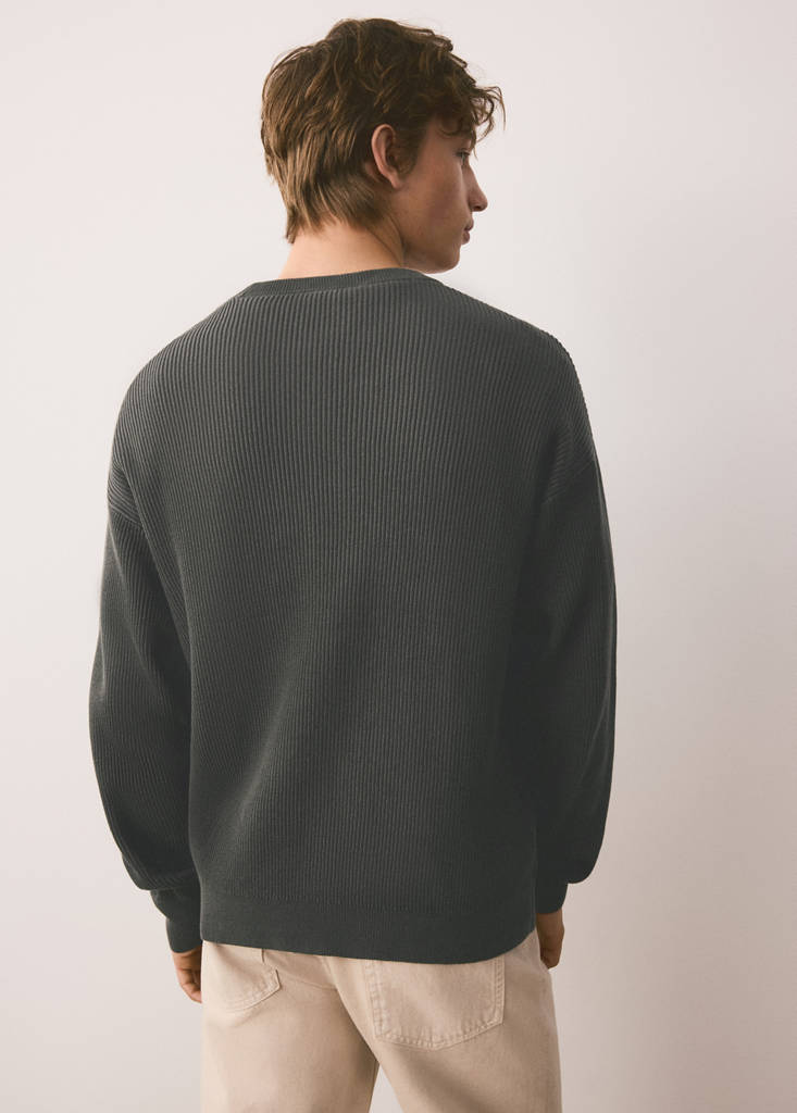 Ribbed cotton knit jersey — Charcoal