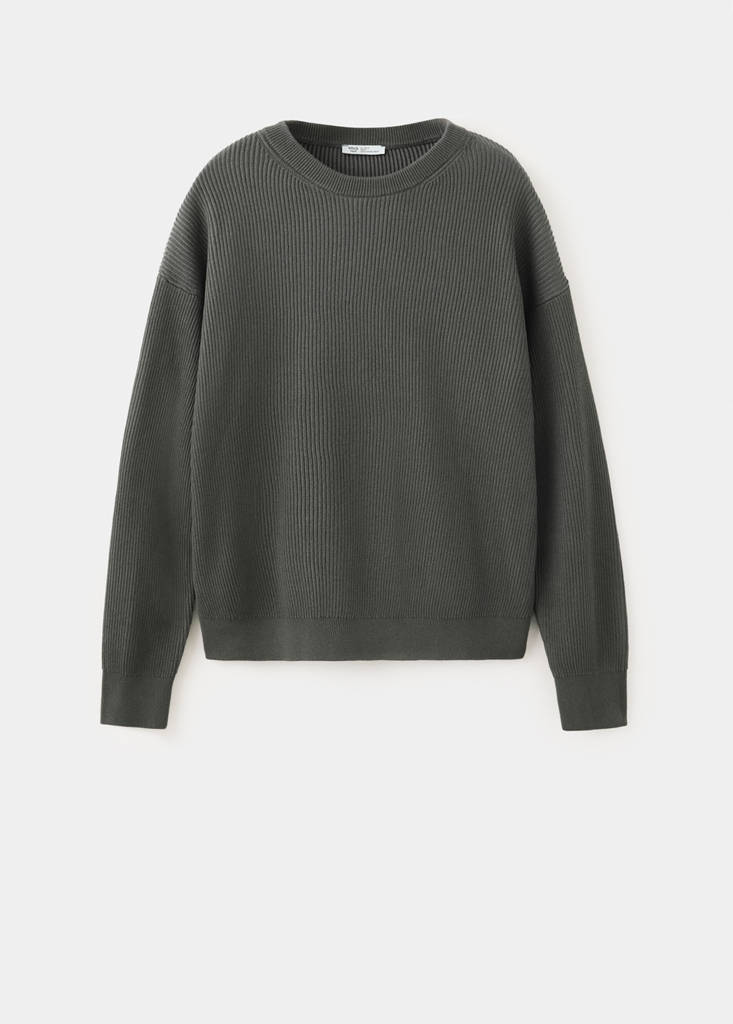 Ribbed cotton knit jersey — Charcoal