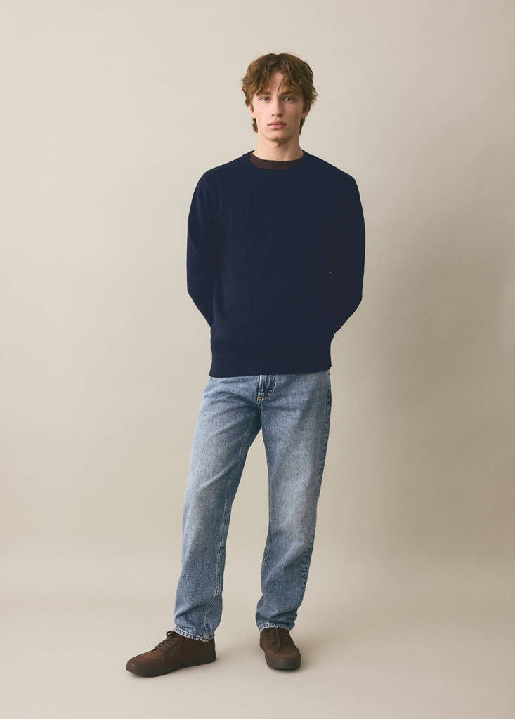 Knitted cotton sweater — Navy