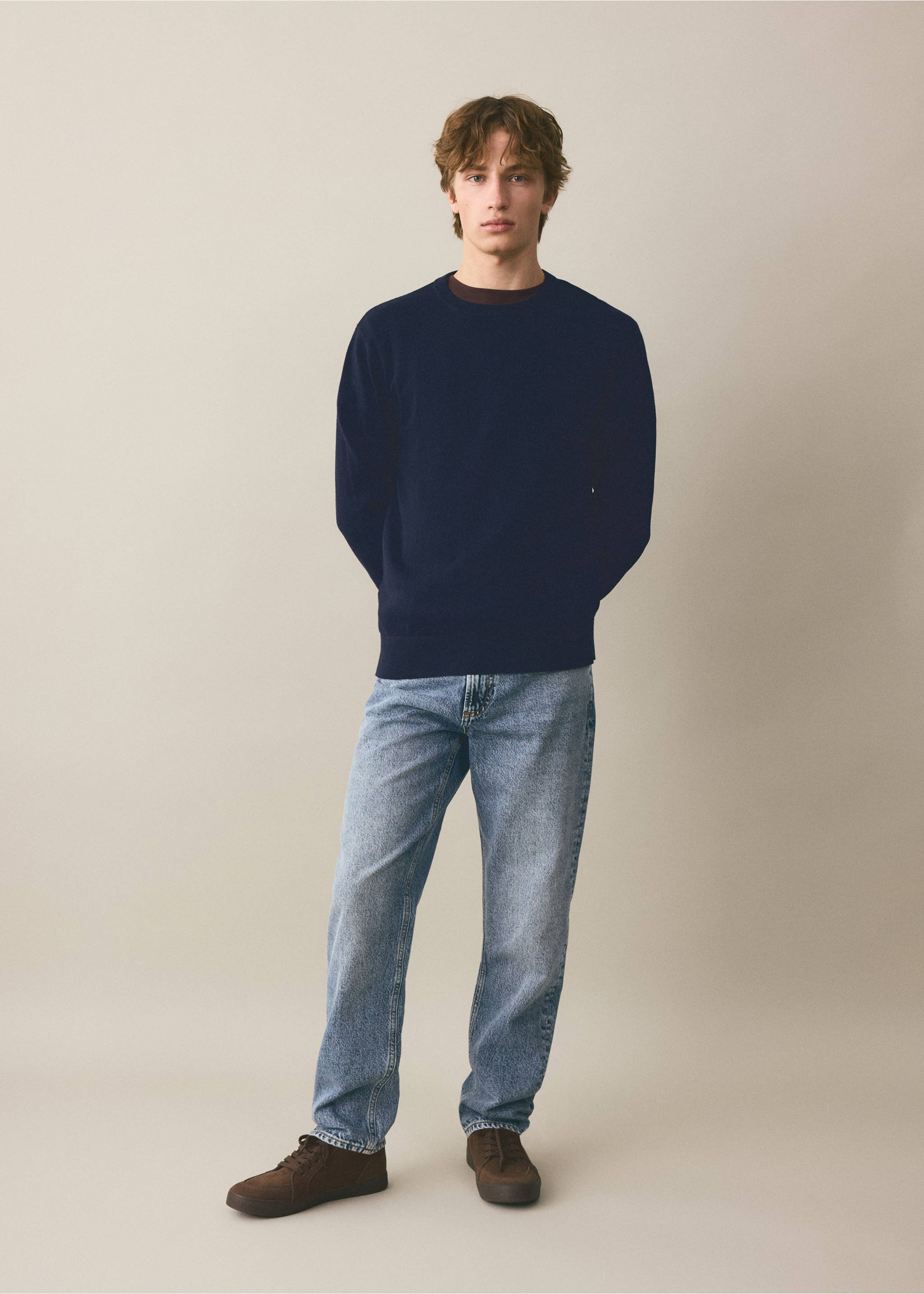 Knitted cotton sweater - General plane, Navy. Ref: 37034795-00.