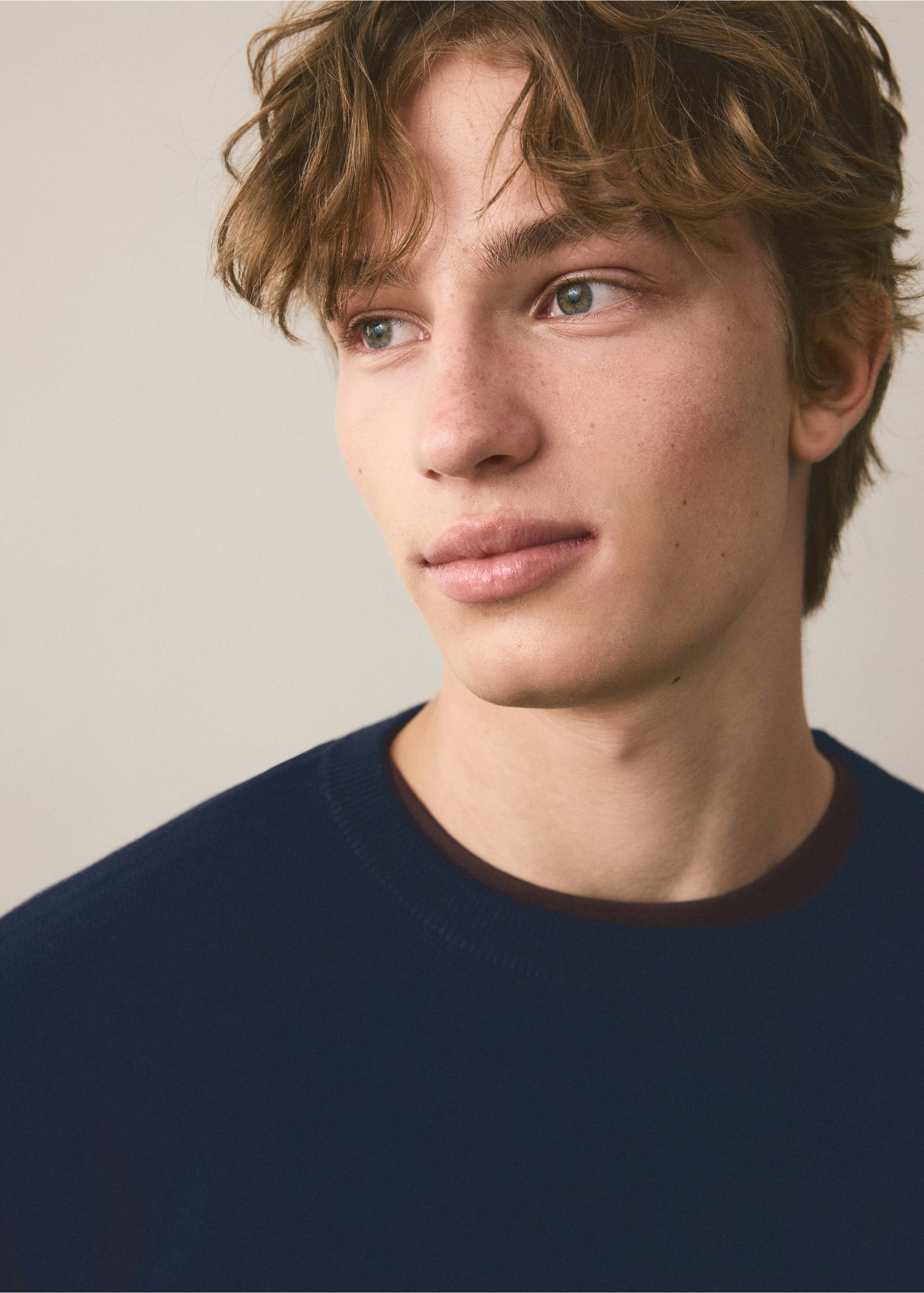 Knitted cotton sweater - Details of the article 1, Navy. Ref: 37034795-00.