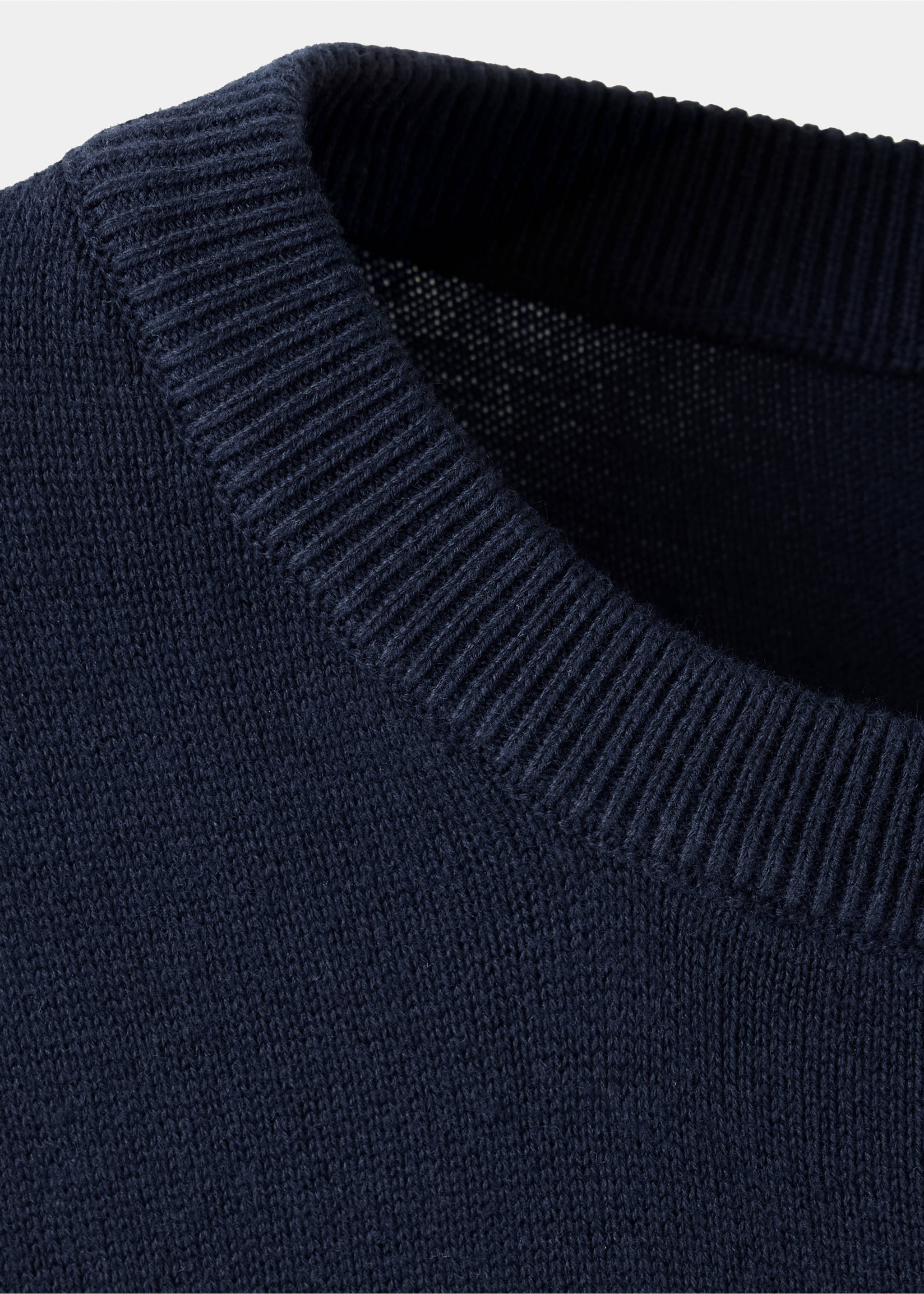 Knitted cotton sweater - Details of the article 8, Navy. Ref: 37034795-00.