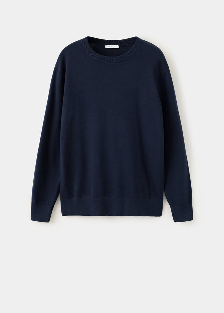 Knitted cotton sweater — Navy