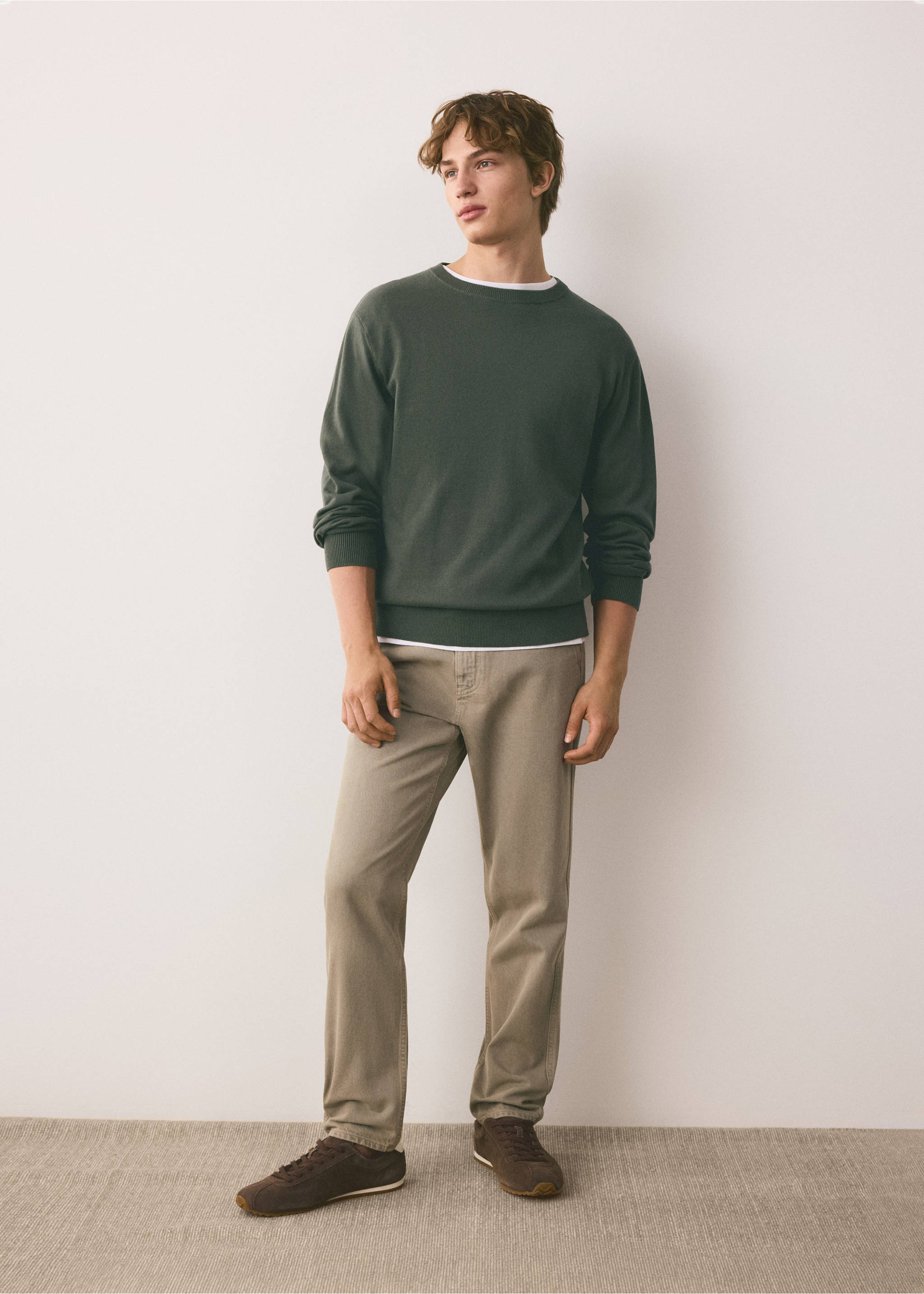 Knitted cotton sweater - General plane, Green. Ref: 37034796-00.