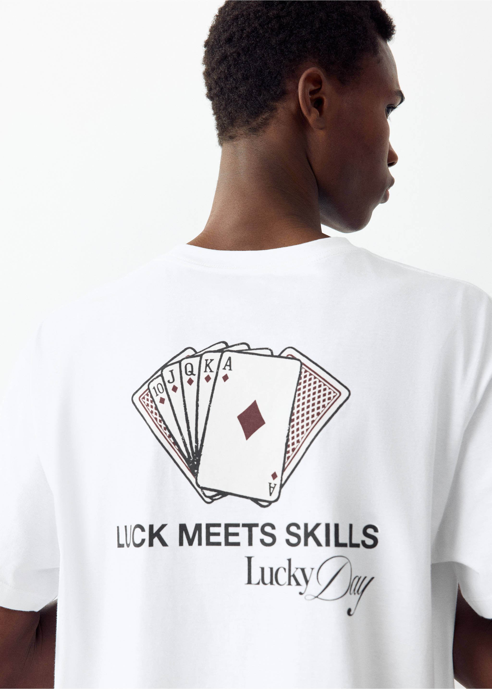 T-shirt 100 % coton imprimé - Verso de l’article, Blanc. Ref: 37034803-00.
