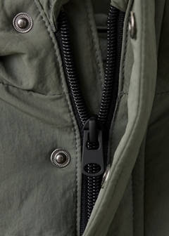 Puffer coat with fur-effect hood — Green 4