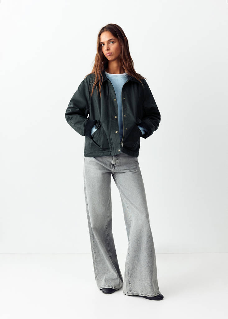 Parka with corduroy collar — Navy