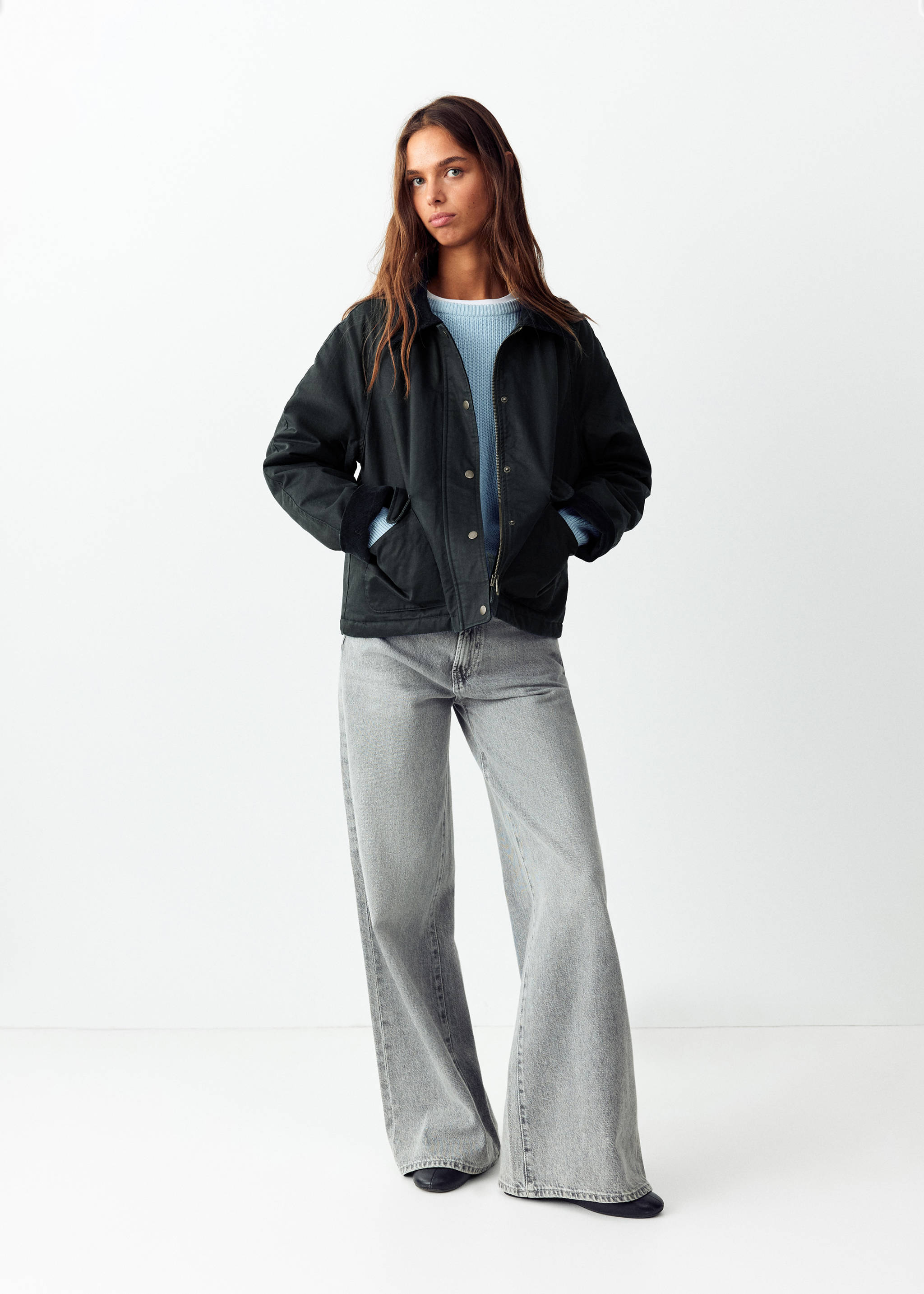 Parka oversize cuello pana - Plano general