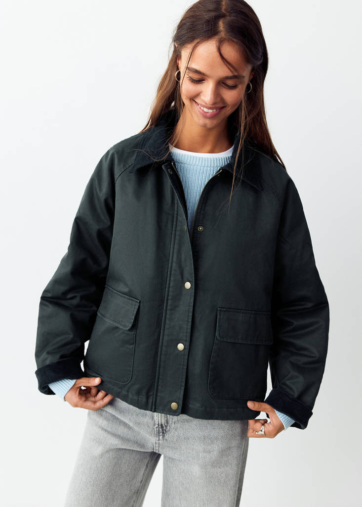 Parka with corduroy collar — Navy