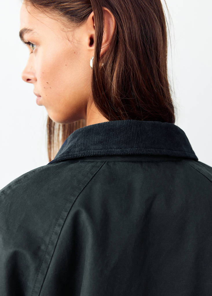 Parka with corduroy collar — Navy