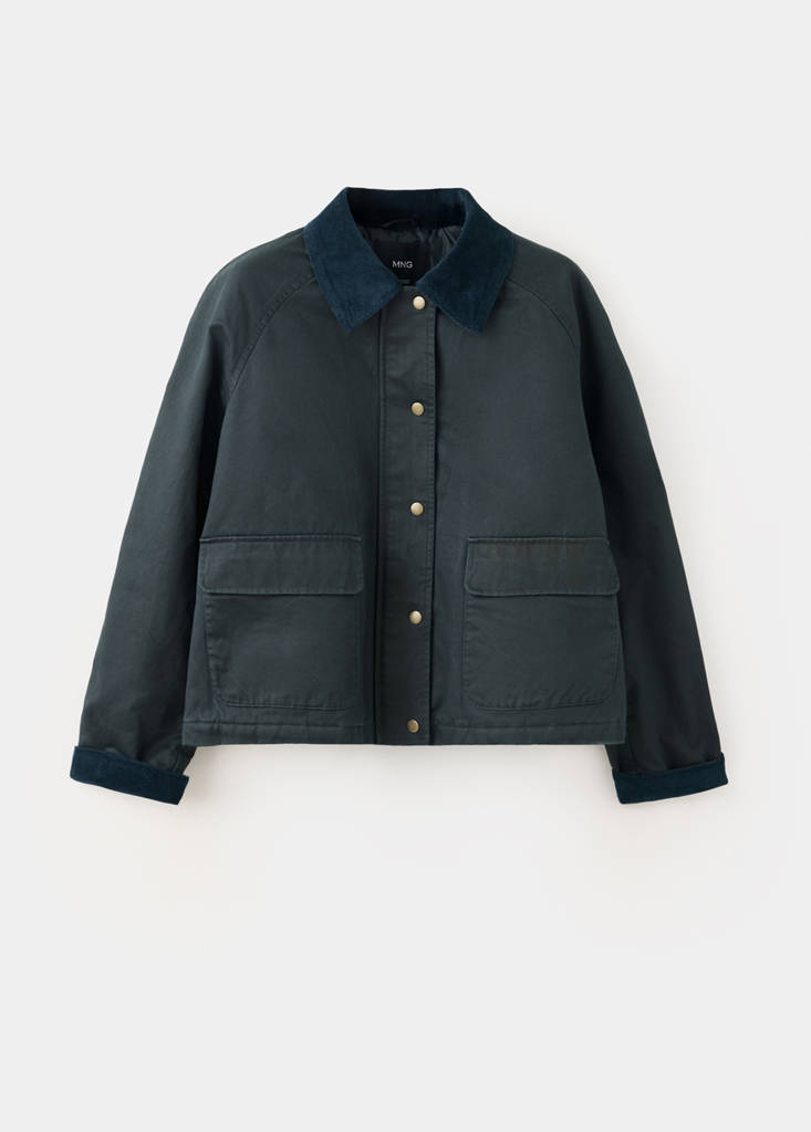 Parka with corduroy collar — Navy