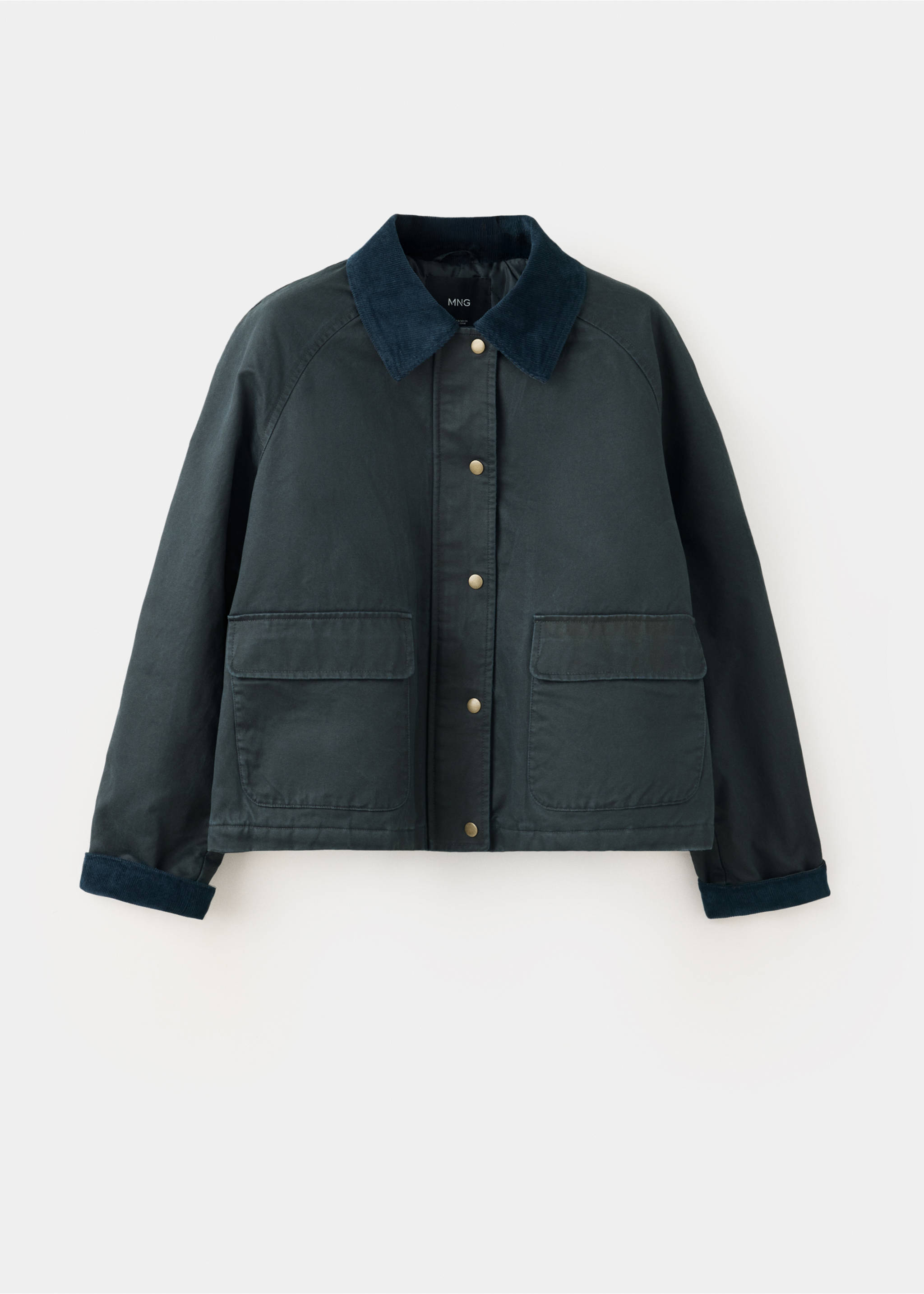 Oversized parka with corduroy collar - Article without model, Navy. Ref: 37035152-00.