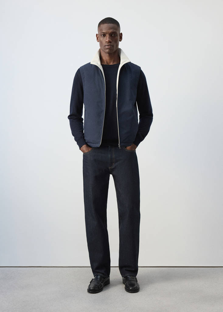 Reversible water-repellent gilet — Night Blue
