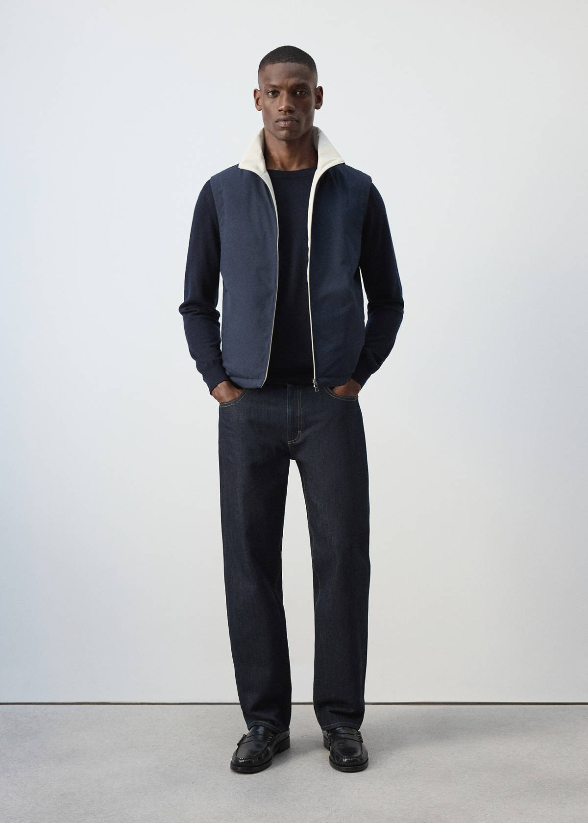 Reversible water-repellent gilet — Night Blue