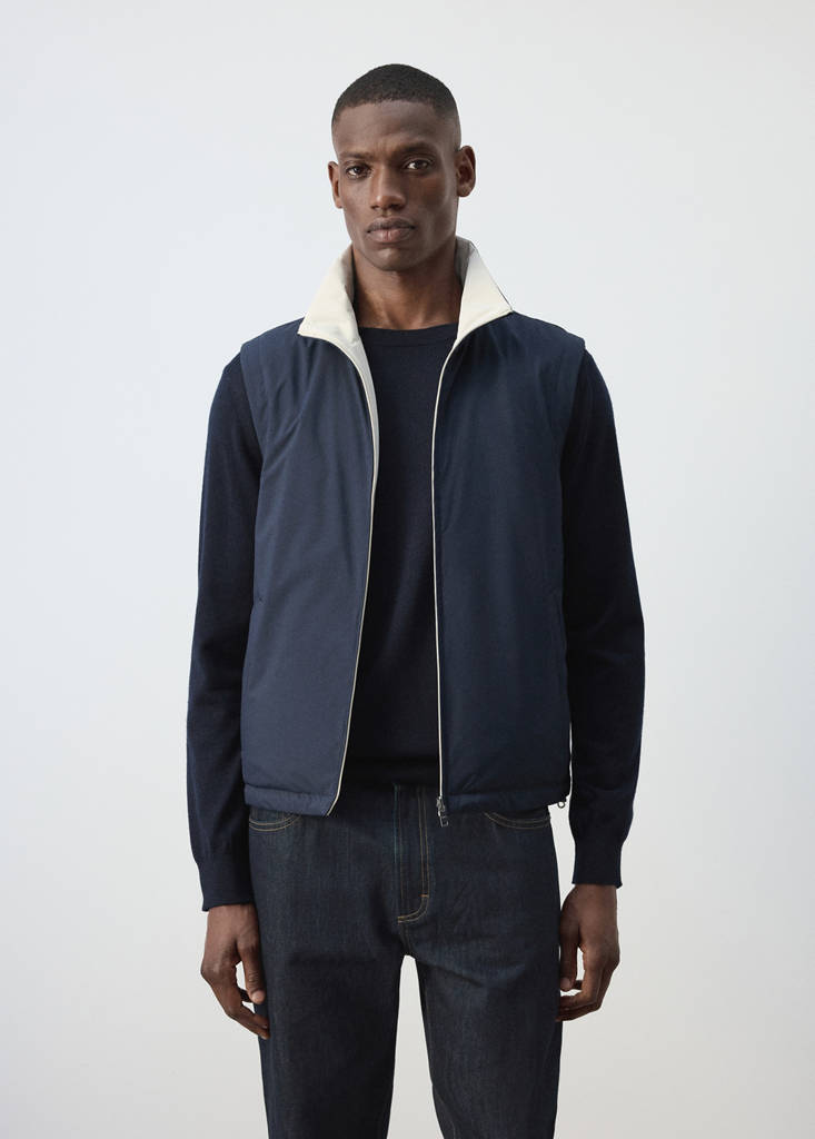 Reversible water-repellent gilet — Night Blue