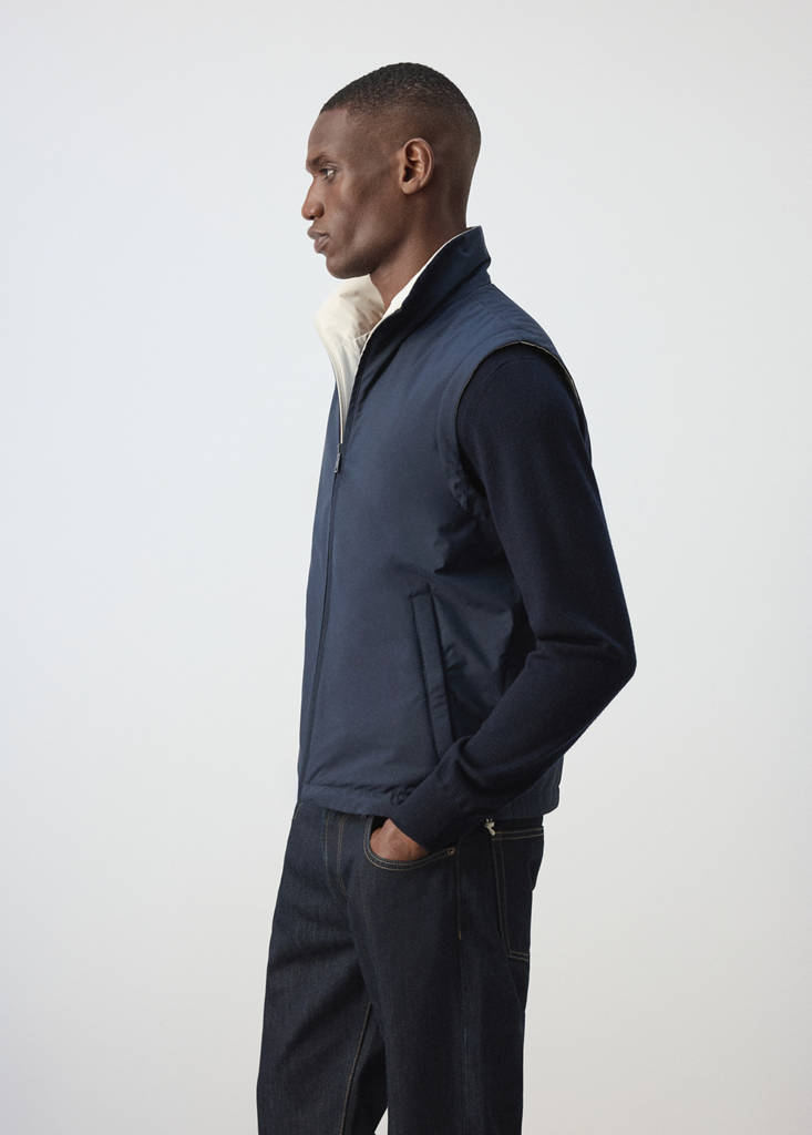 Reversible water-repellent gilet — Night Blue