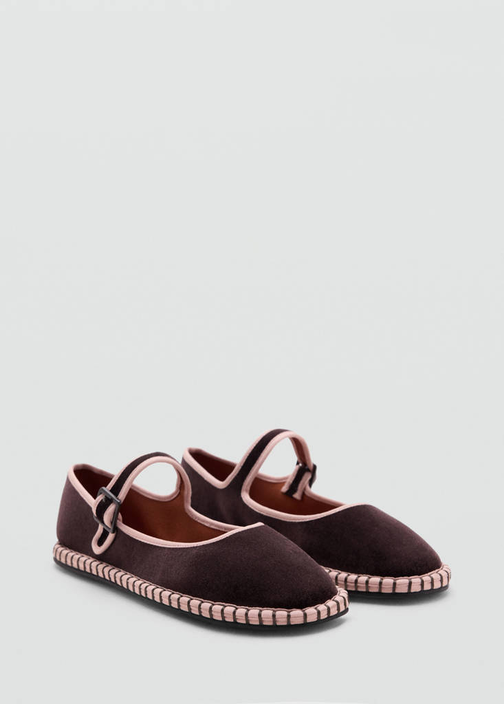 Two-tone buckle ballerinas — Chocolate