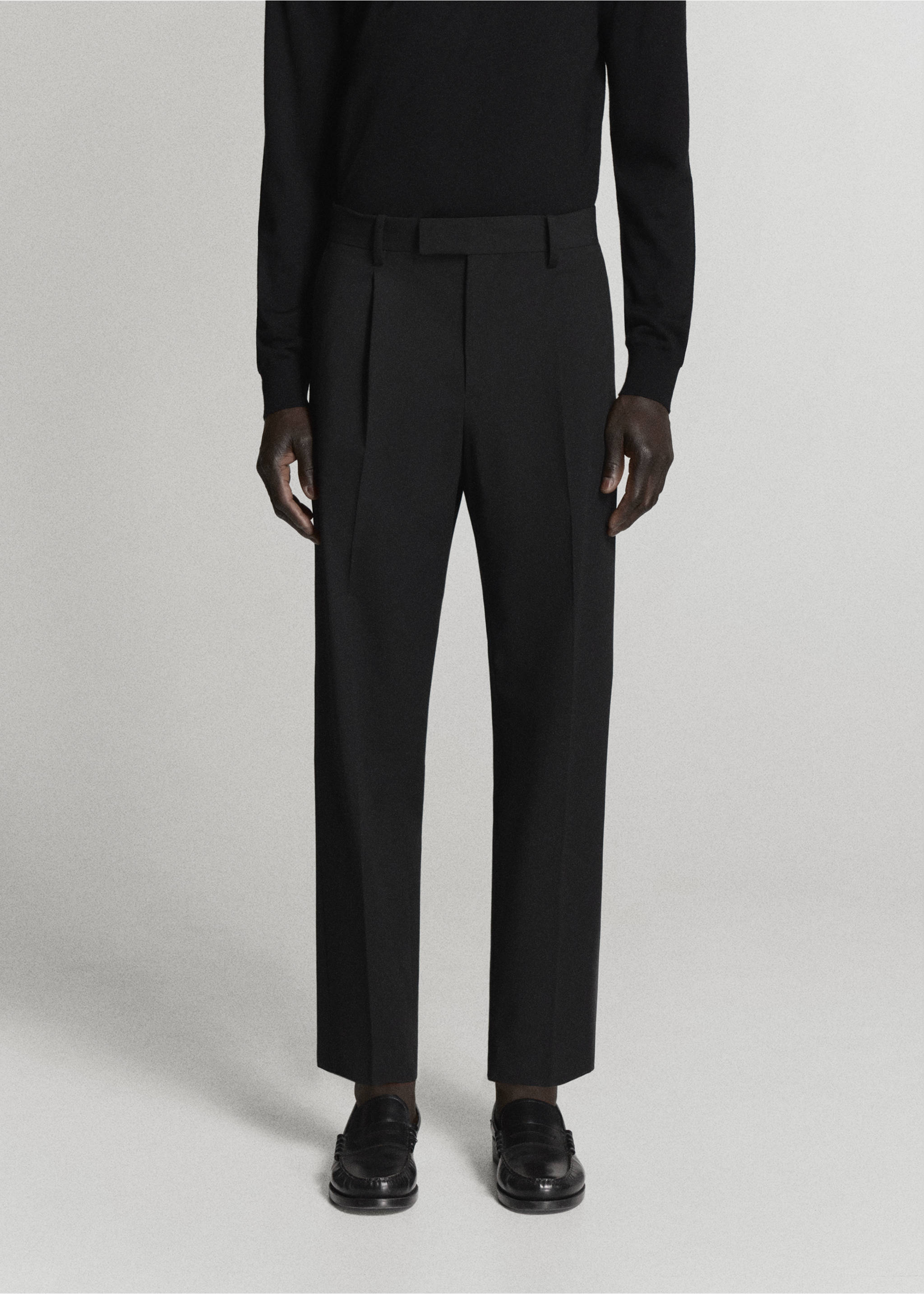 Boston regular-fit suit trousers - Medium plane, Black. Ref: 37035156-00.