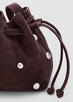 Mini leather bucket bag — Chocolate 5