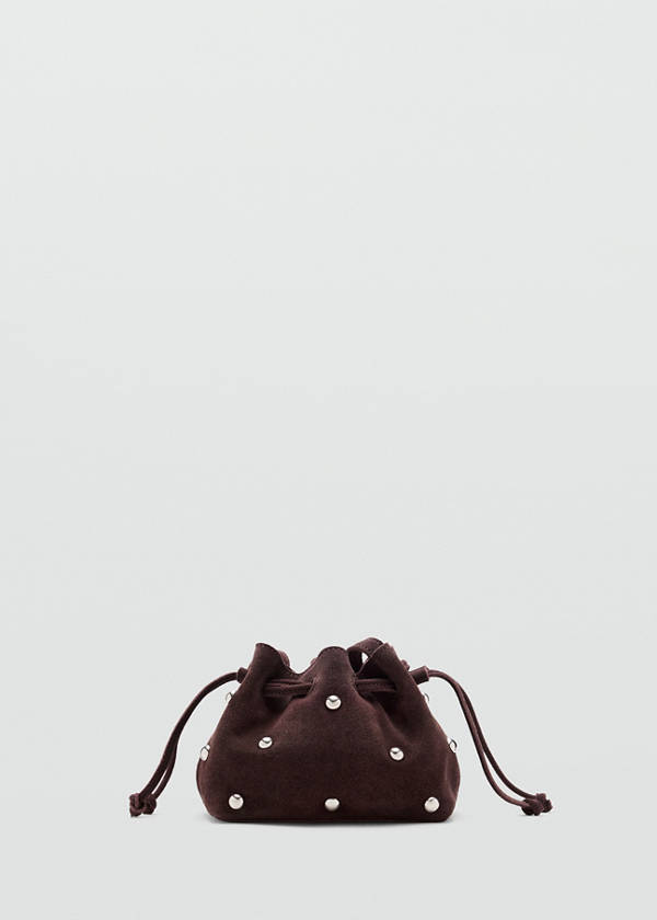 Mini leather bucket bag — Chocolate