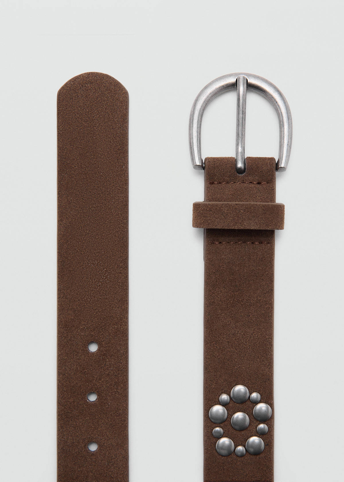Stud leather belt — Brown