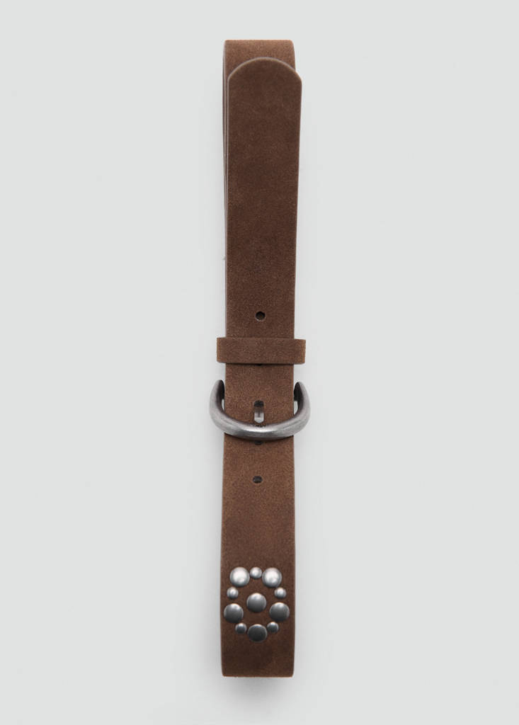 Stud leather belt — Brown