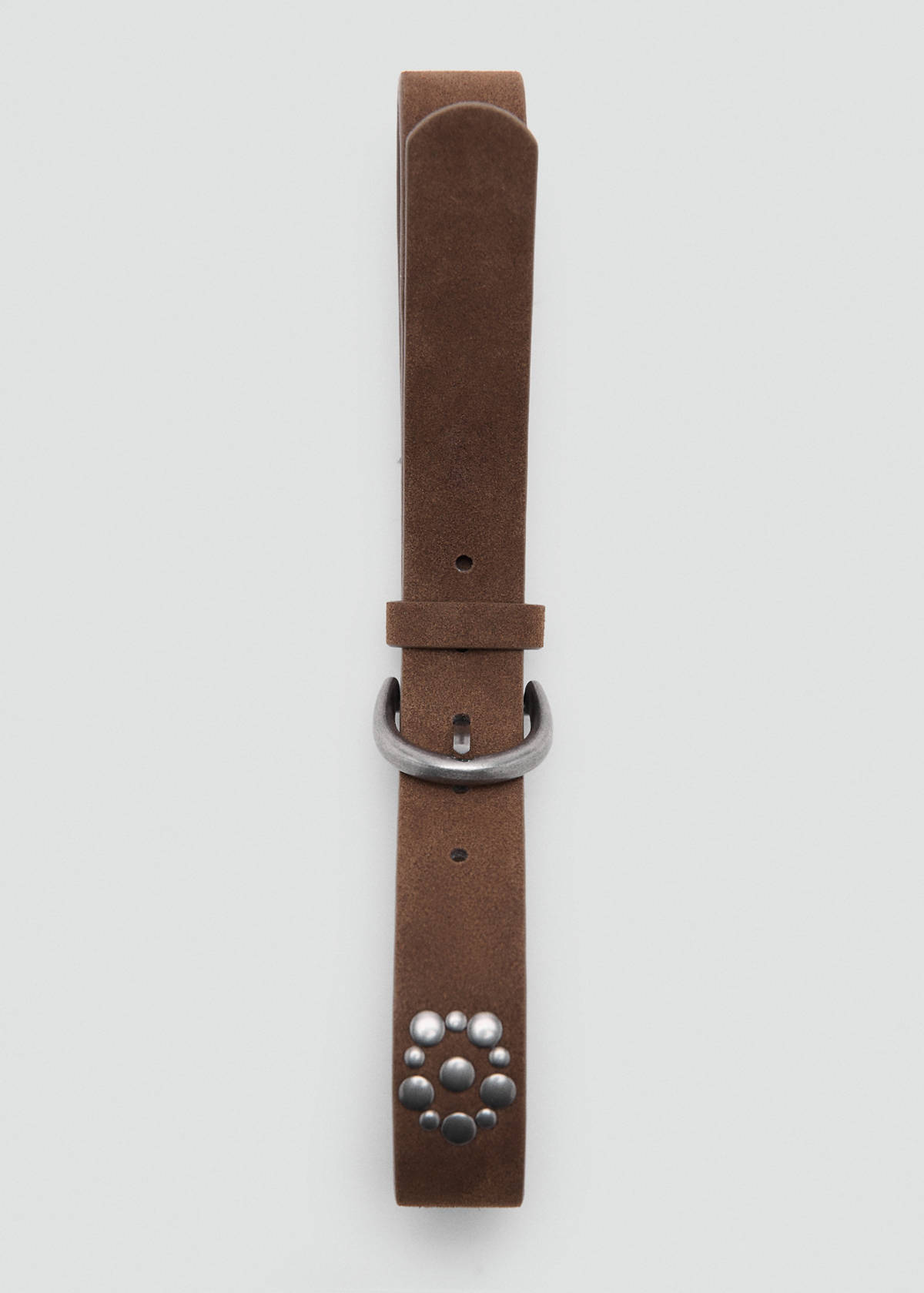 Stud leather belt — Brown
