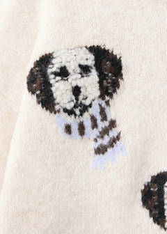 Printed dog jumper — Beige 3
