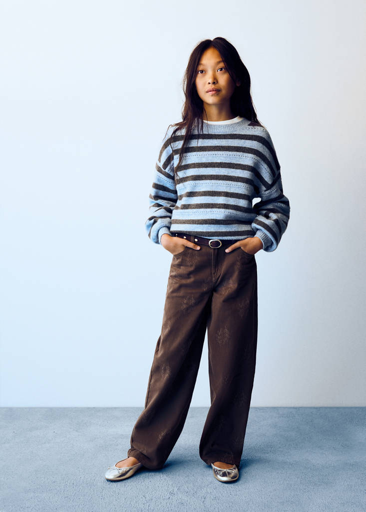 Knit striped sweater — Blue