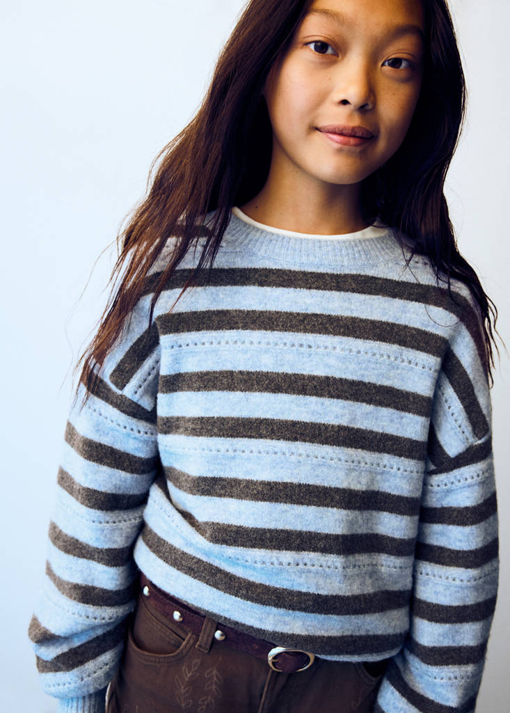 Knit striped sweater — Blue