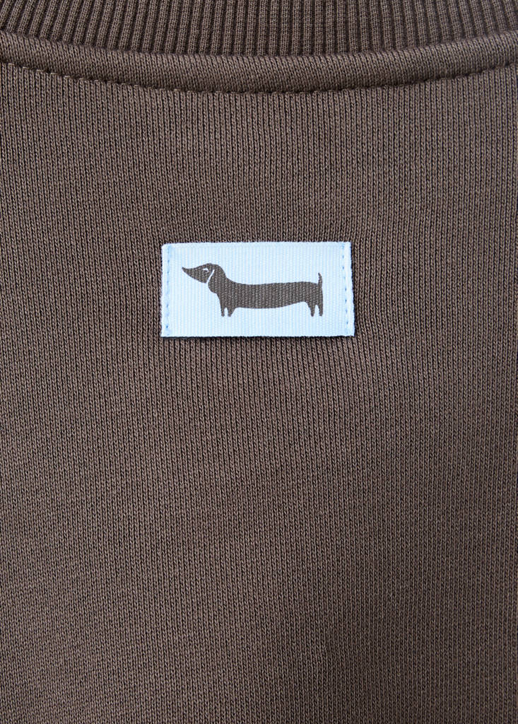 Printed sweatshirt with shirred hem — Brown