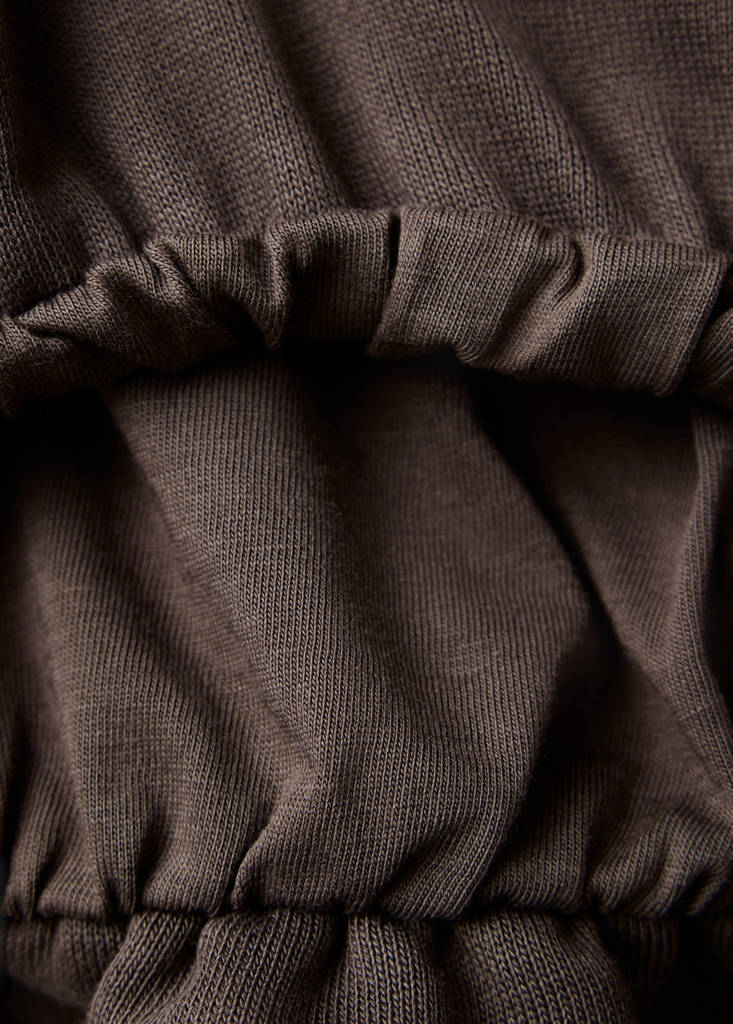 Printed sweatshirt with shirred hem — Brown