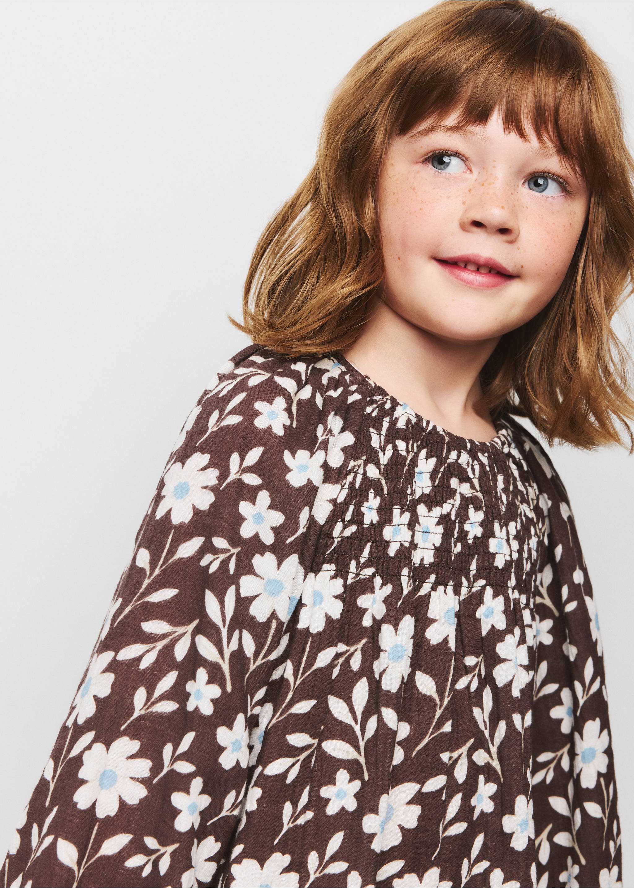Kleid mit Blumendruck - Detail des Artikels 1, Braun. Ref: 37035164-00.