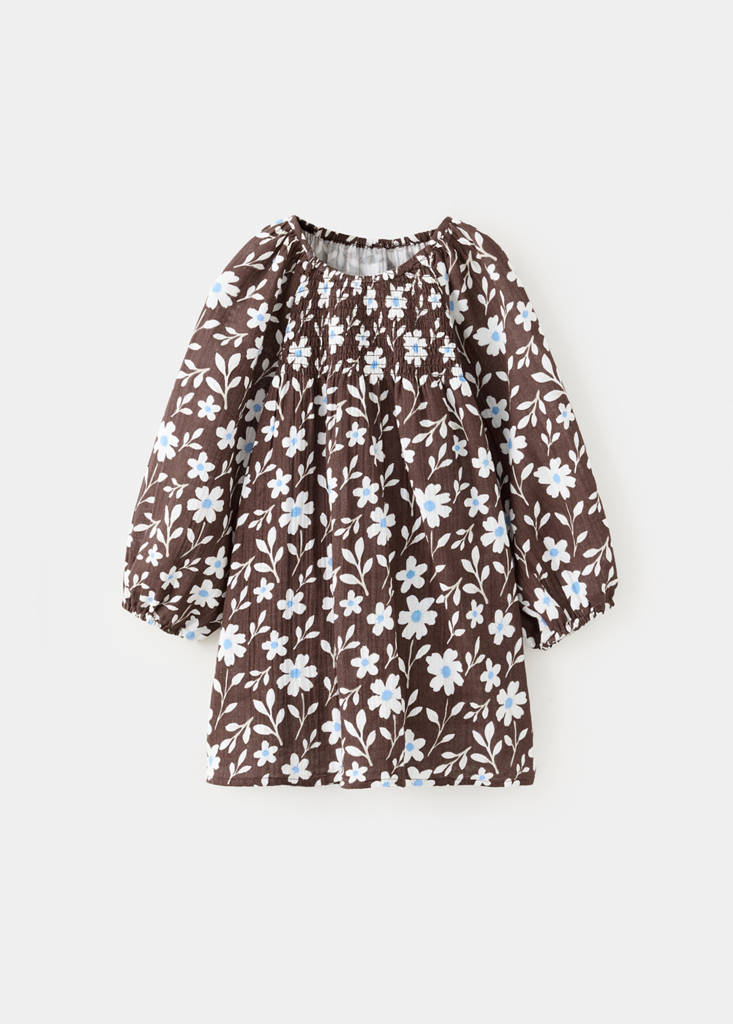 Floral print dress — Brown