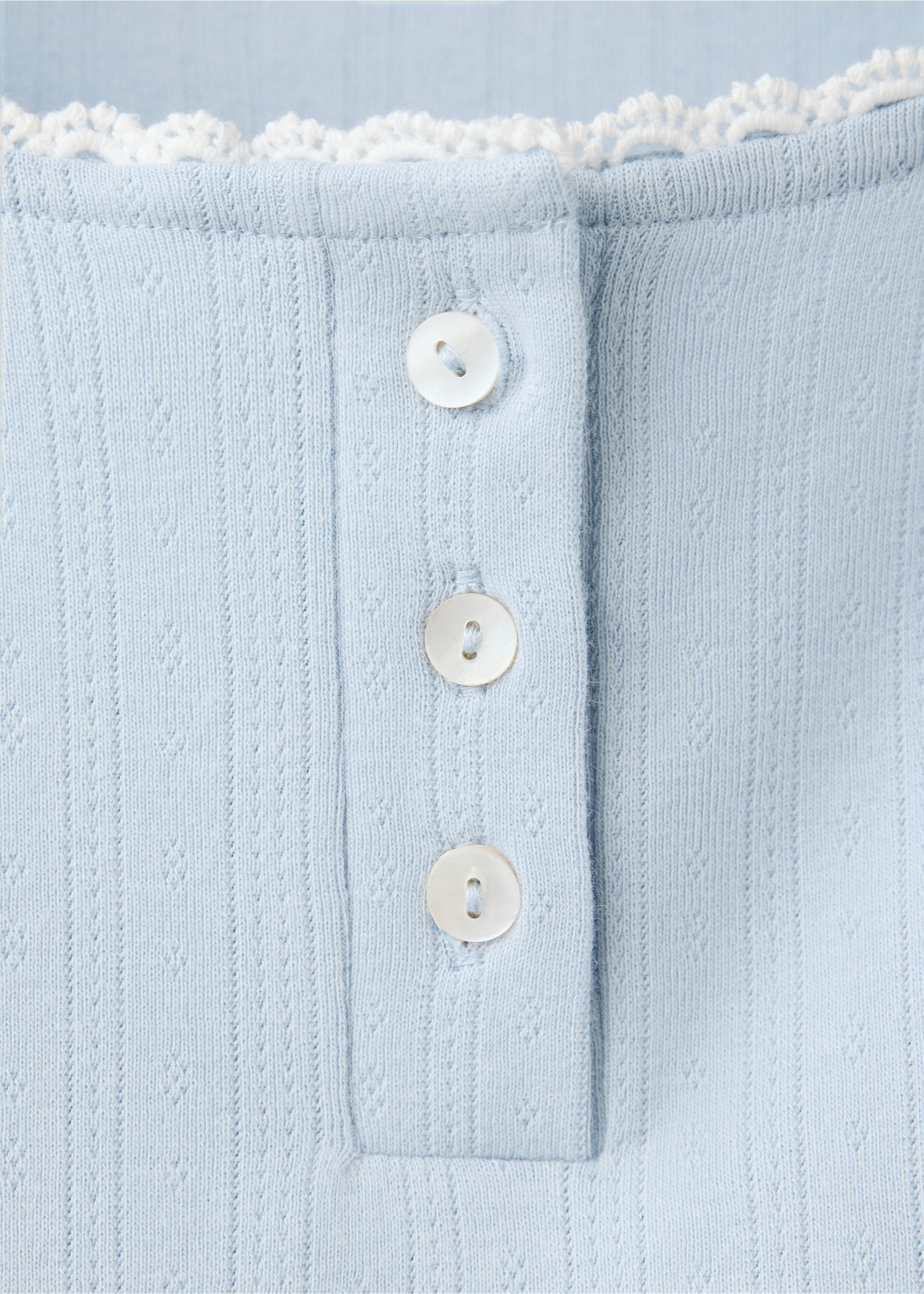 Complete cotton pyjamas with piping - Details of the article 0, Aqua Green. Ref: 37035167-00.