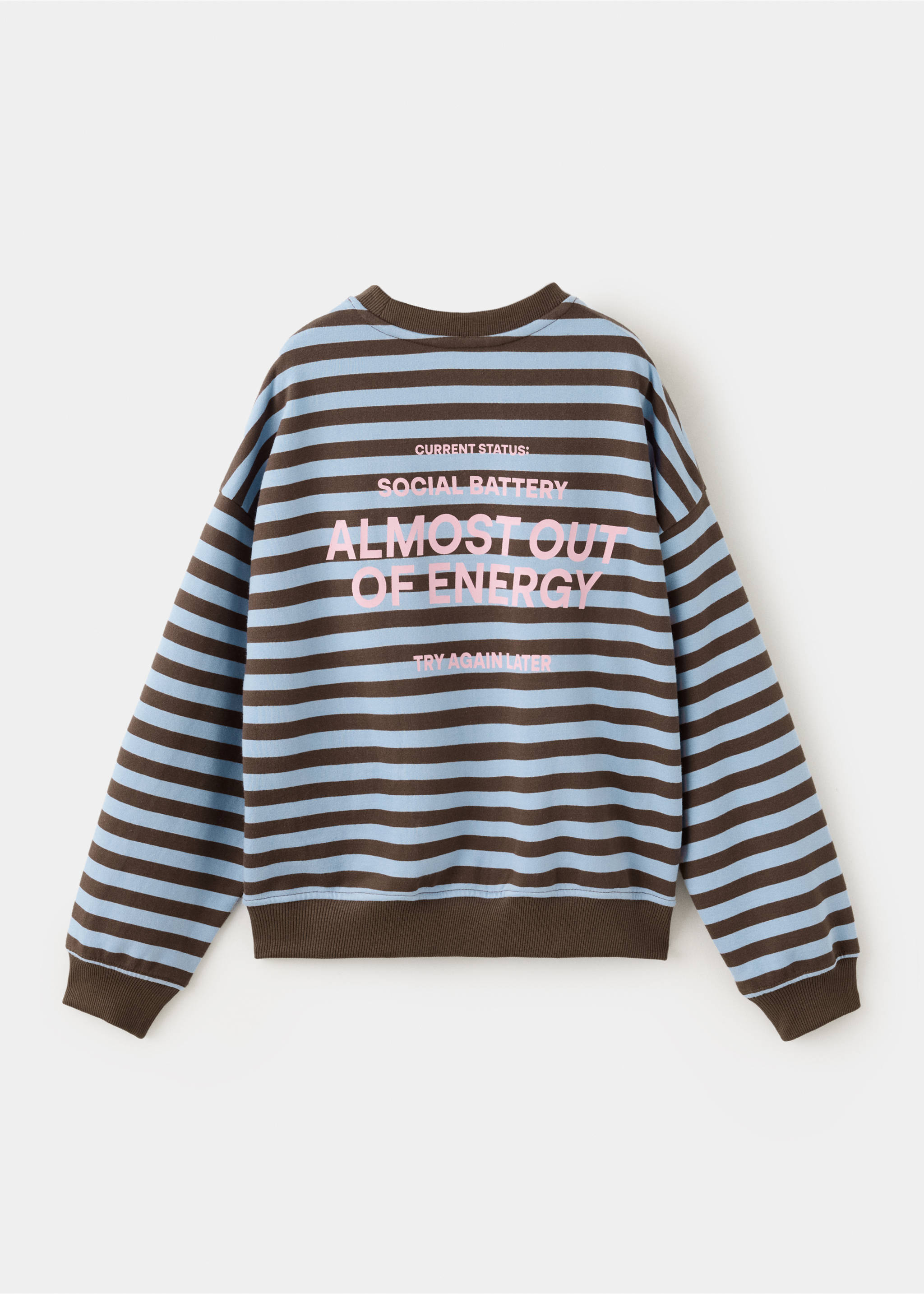 Sweat-shirt imprimé rayures - Verso de l’article, Marron. Ref: 37035169-00.