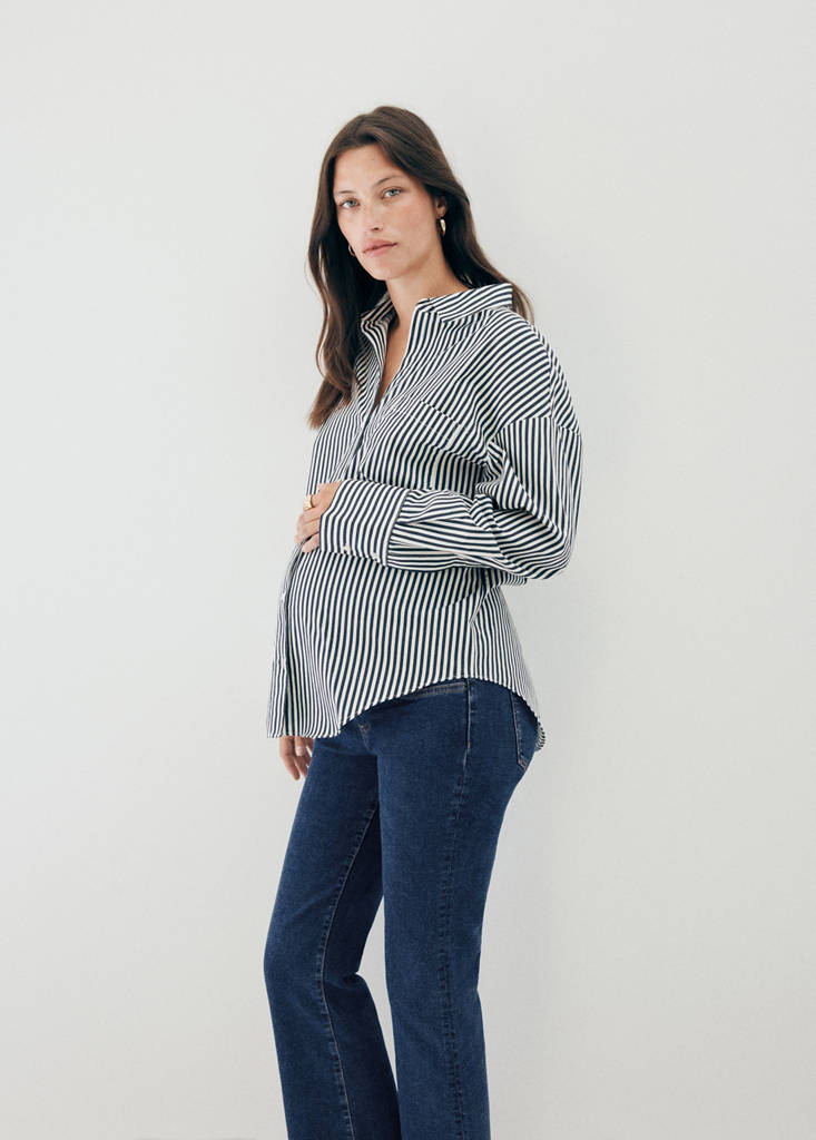 Maternity flared cropped jeans — Dark Blue