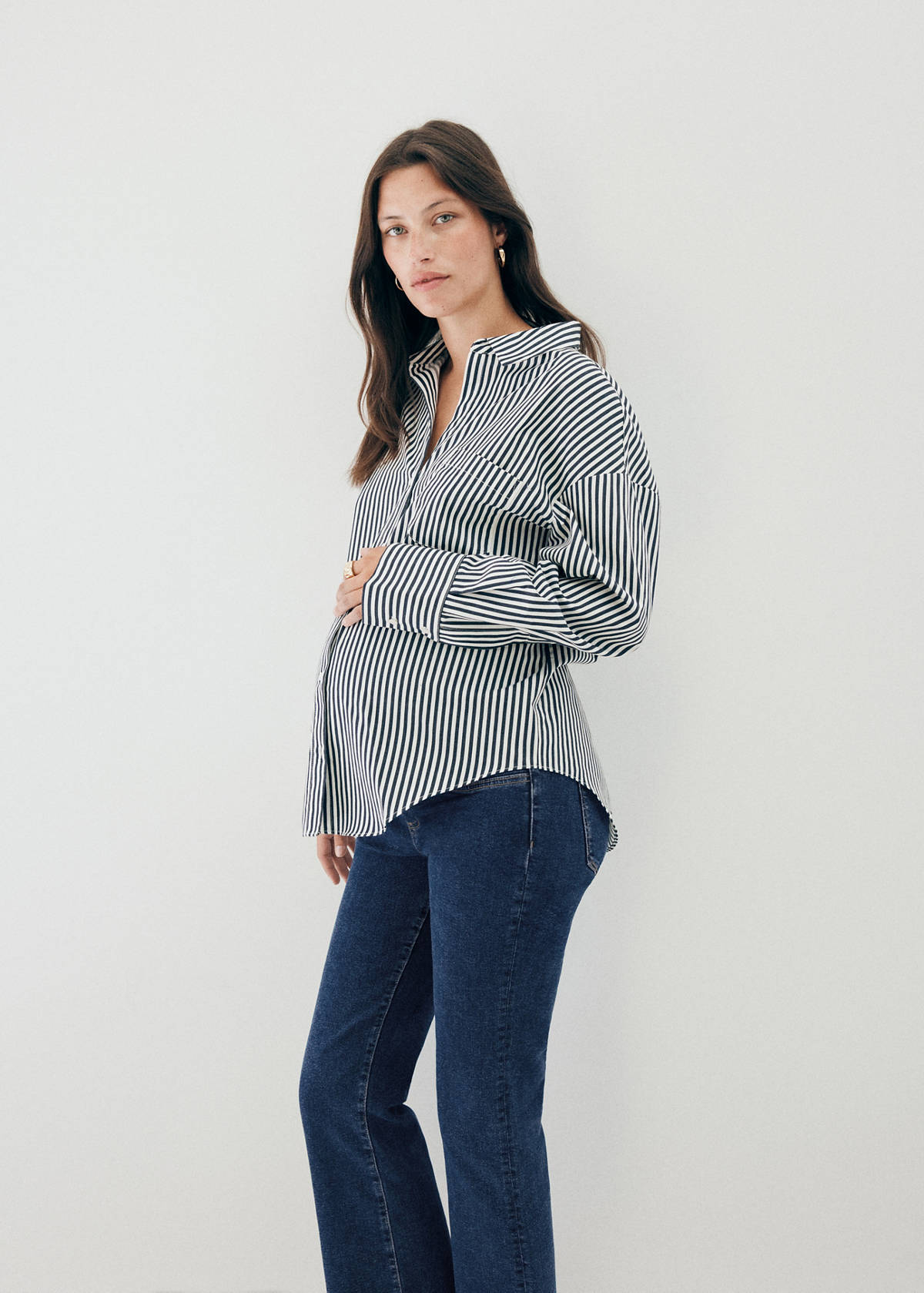 Maternity flared cropped jeans — Dark Blue