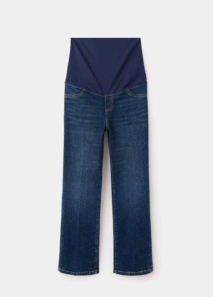 Maternity flared cropped jeans — Dark Blue