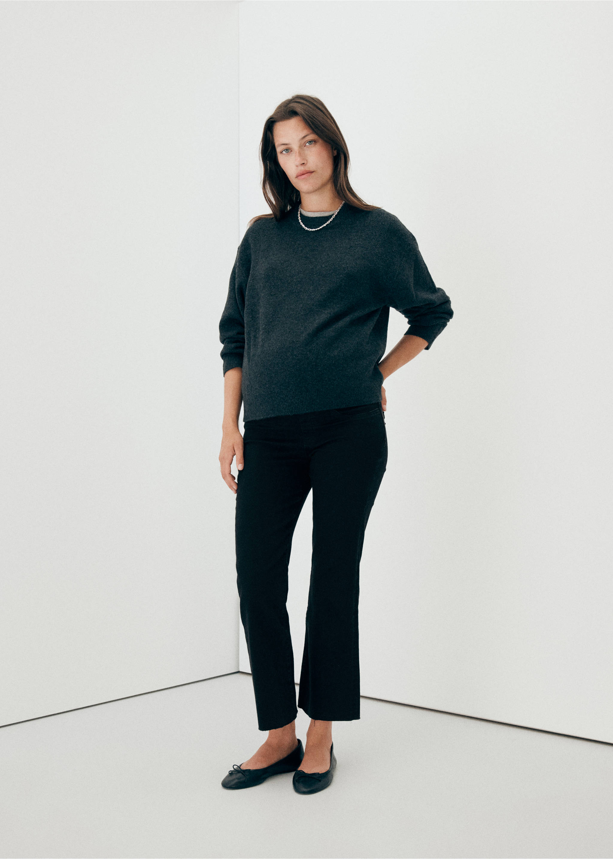 Jean de grossesse flare crop - Plan général, Black denim. Ref: 37035172-00.