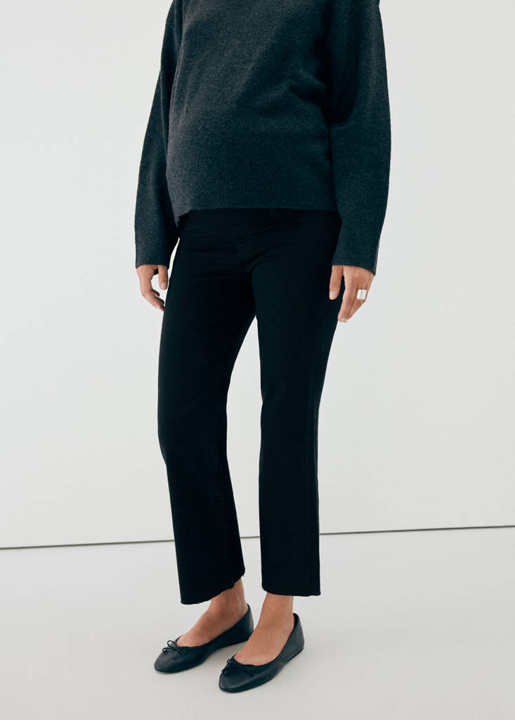 Maternity flared cropped jeans — Black denim