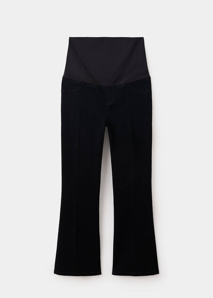 Maternity flared cropped jeans — Black denim