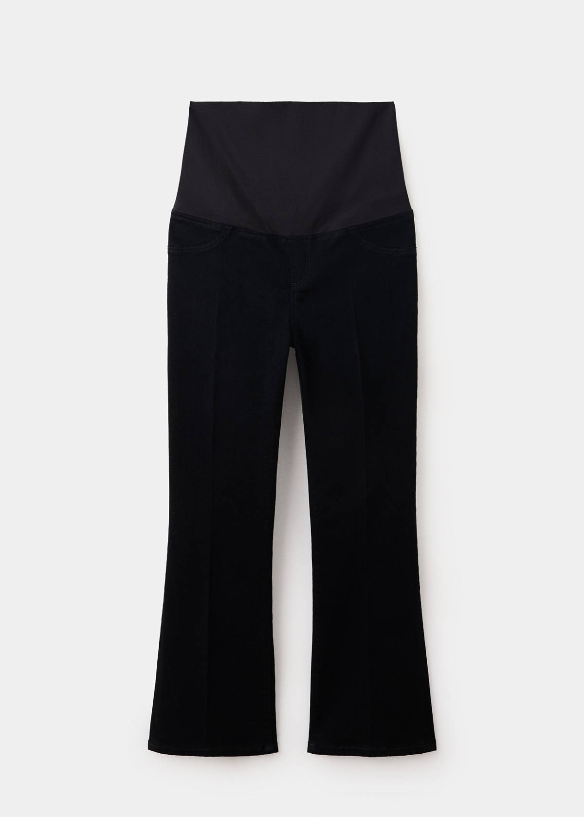 Maternity flared cropped jeans — Black denim