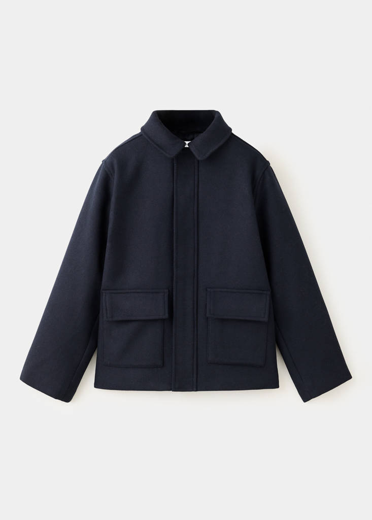 Short coat with patch pockets — Navy
