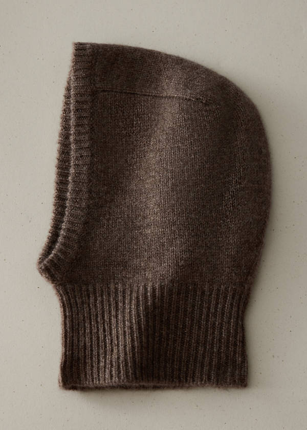 100% cashmere balaclava hat — Medium Brown