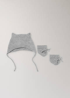 100% cashmere beanie with ties — Grey 4