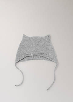 100% cashmere beanie with ties — Grey 5